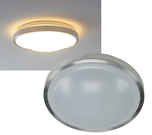 LED Deckenlampe Badezimmer Leuchte 26cm IP44 Innen Außen Beleuchtung Aluminium Mattiert Alu Zierring 12 Watt 880 Lumen Rund Deckenbeleuchtung für Küche Wohnzimmer Flur Schlafzimmer Licht Warmweiß von ChiliTec