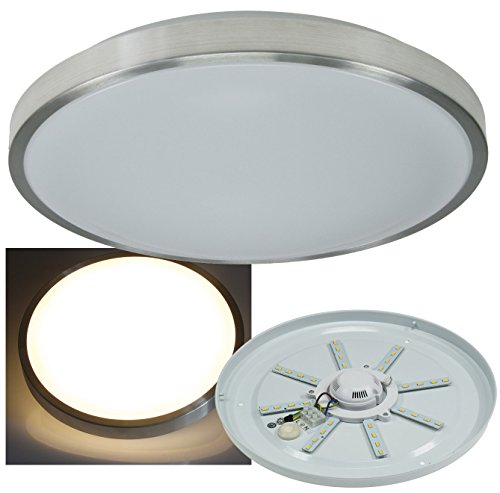 LED Deckenlampe Badezimmer Leuchte 33cm IP44 Innen Außen Beleuchtung Aluminium Mattiert Alu Zierring 17 Watt 1020 Lumen Deckenbeleuchtung für Küche Wohnzimmer Flur Schlafzimmer Licht Warmweiß von ChiliTec