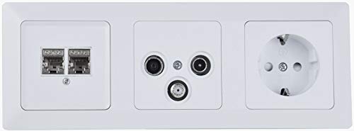 Milos Antennendose Steckdose 3-Fach Unterputz Kombination - Lan TV SAT Kabel 3-fach Anschlussdose Rahmen Schutzkontaktsteckdose mit Steckklemme Netzwerkdose Matt Weiß Milos Antennendose Steckdose 3-Fach Unterputz Kombination - Lan TV SAT Kabel 3-fach Anschlussdose Rahmen Schutzkontaktsteckdose mit Steckklemme Netzwerkdose Matt Weiß von ChiliTec