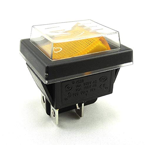 Wippschalter mit Wasserdichte Abdeckung (4 Pin) EIN-AUS 250V 16A Geräteschalter beleuchtet Gelb (1) von ChiliTec