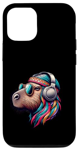 Groovy Capybara Vibes – Retro-Kopfhörer & Shades Art Hülle für iPhone 12/12 Pro von Chill Critter Collective