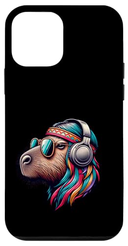 Groovy Capybara Vibes – Retro-Kopfhörer & Shades Art Hülle für iPhone 12 mini von Chill Critter Collective