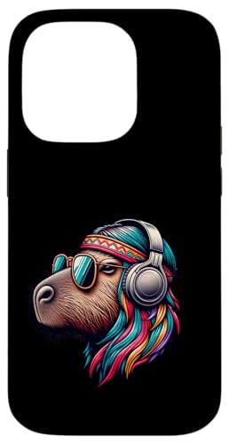 Groovy Capybara Vibes – Retro-Kopfhörer & Shades Art Hülle für iPhone 14 Pro von Chill Critter Collective