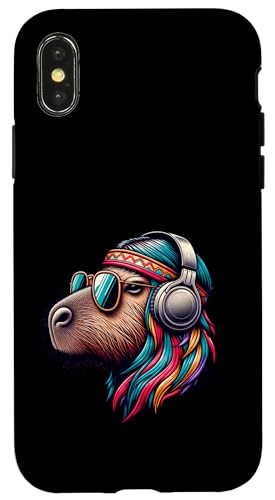 Groovy Capybara Vibes – Retro-Kopfhörer & Shades Art Hülle für iPhone X/XS von Chill Critter Collective