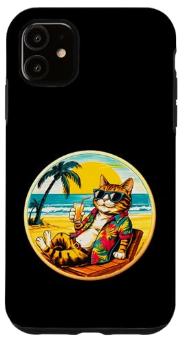 Coole Katze, Retro, Vintage, entspannend mit einem Getränk am Strand Hülle für iPhone 11 Coole Katze, Retro, Vintage, entspannend mit einem Getränk am Strand Hülle für iPhone 11 von Chillin Kitten Tropical Summer Clothing Co.