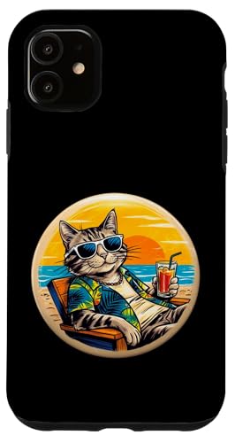 Coole Katze, Retro, Vintage, entspannend mit einem Getränk am Strand Hülle für iPhone 11 Coole Katze, Retro, Vintage, entspannend mit einem Getränk am Strand Hülle für iPhone 11 von Chillin Kitten Tropical Summer Clothing Co.