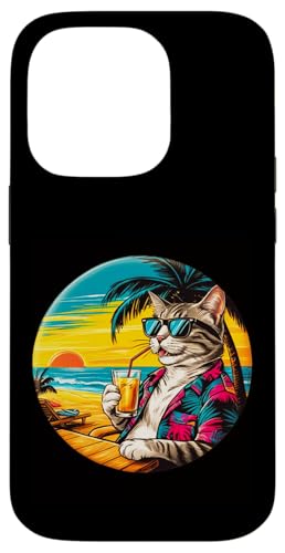 Coole Katze, Retro, Vintage, entspannend mit einem Getränk am Strand Hülle für iPhone 14 Pro Coole Katze, Retro, Vintage, entspannend mit einem Getränk am Strand Hülle für iPhone 14 Pro von Chillin Kitten Tropical Summer Clothing Co.