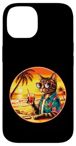 Coole Katze, Retro, Vintage, entspannend mit einem Getränk am Strand Hülle für iPhone 14 Coole Katze, Retro, Vintage, entspannend mit einem Getränk am Strand Hülle für iPhone 14 von Chillin Kitten Tropical Summer Clothing Co.
