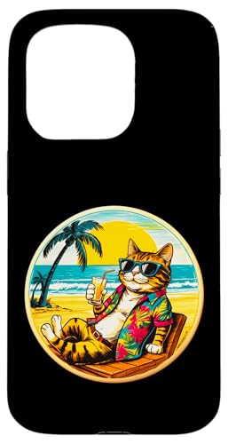 Coole Katze, Retro, Vintage, entspannend mit einem Getränk am Strand Hülle für iPhone 15 Pro Coole Katze, Retro, Vintage, entspannend mit einem Getränk am Strand Hülle für iPhone 15 Pro von Chillin Kitten Tropical Summer Clothing Co.