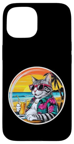 Coole Katze, Retro, Vintage, entspannend mit einem Getränk am Strand Hülle für iPhone 15 Coole Katze, Retro, Vintage, entspannend mit einem Getränk am Strand Hülle für iPhone 15 von Chillin Kitten Tropical Summer Clothing Co.
