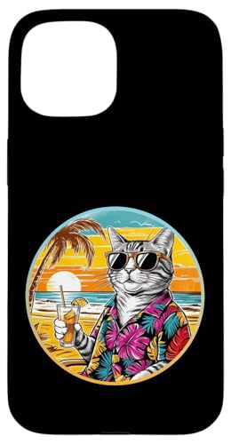 Coole Katze, Retro, Vintage, entspannend mit einem Getränk am Strand Hülle für iPhone 15 Coole Katze, Retro, Vintage, entspannend mit einem Getränk am Strand Hülle für iPhone 15 von Chillin Kitten Tropical Summer Clothing Co.