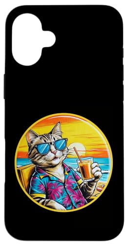 Coole Katze, Retro, Vintage, entspannend mit einem Getränk am Strand Hülle für iPhone 16 Plus Coole Katze, Retro, Vintage, entspannend mit einem Getränk am Strand Hülle für iPhone 16 Plus von Chillin Kitten Tropical Summer Clothing Co.