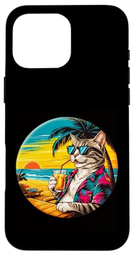 Coole Katze, Retro, Vintage, entspannend mit einem Getränk am Strand Hülle für iPhone 16 Pro Max Coole Katze, Retro, Vintage, entspannend mit einem Getränk am Strand Hülle für iPhone 16 Pro Max von Chillin Kitten Tropical Summer Clothing Co.