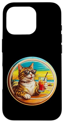 Coole Katze, Retro, Vintage, entspannend mit einem Getränk am Strand Hülle für iPhone 16 Pro Coole Katze, Retro, Vintage, entspannend mit einem Getränk am Strand Hülle für iPhone 16 Pro von Chillin Kitten Tropical Summer Clothing Co.