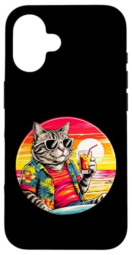Coole Katze, Retro, Vintage, entspannend mit einem Getränk am Strand Hülle für iPhone 16 Coole Katze, Retro, Vintage, entspannend mit einem Getränk am Strand Hülle für iPhone 16 von Chillin Kitten Tropical Summer Clothing Co.