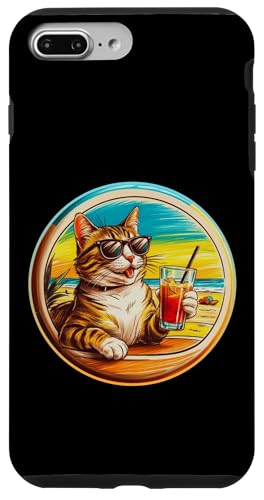 Coole Katze, Retro, Vintage, entspannend mit einem Getränk am Strand Hülle für iPhone 7 Plus/8 Plus von Chillin Kitten Tropical Summer Clothing Co.