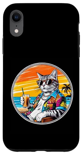 Coole Katze, Retro, Vintage, entspannend mit einem Getränk am Strand Hülle für iPhone XR Coole Katze, Retro, Vintage, entspannend mit einem Getränk am Strand Hülle für iPhone XR von Chillin Kitten Tropical Summer Clothing Co.