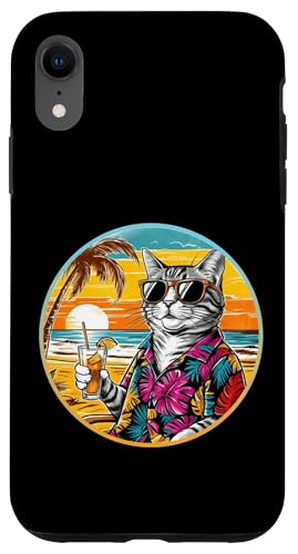 Coole Katze, Retro, Vintage, entspannend mit einem Getränk am Strand Hülle für iPhone XR Coole Katze, Retro, Vintage, entspannend mit einem Getränk am Strand Hülle für iPhone XR von Chillin Kitten Tropical Summer Clothing Co.