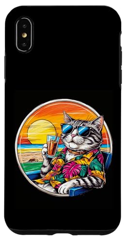 Coole Katze, Retro, Vintage, entspannend mit einem Getränk am Strand Hülle für iPhone XS Max Coole Katze, Retro, Vintage, entspannend mit einem Getränk am Strand Hülle für iPhone XS Max von Chillin Kitten Tropical Summer Clothing Co.