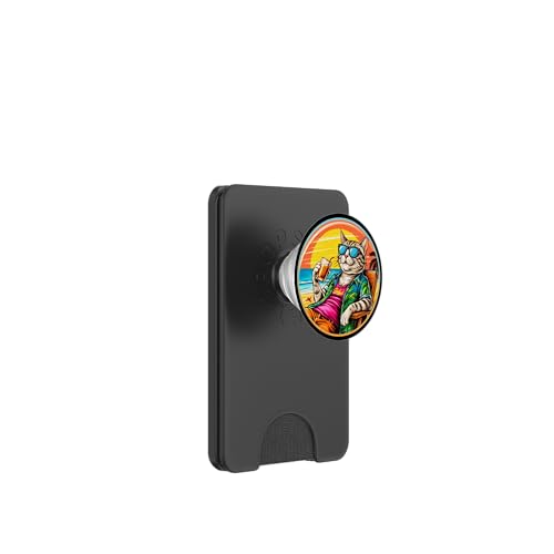 Coole Katze, Retro, Vintage, entspannend mit einem Getränk am Strand PopSockets PopWallet für MagSafe Coole Katze, Retro, Vintage, entspannend mit einem Getränk am Strand PopSockets PopWallet für MagSafe von Chillin Kitten Tropical Summer Clothing Co.
