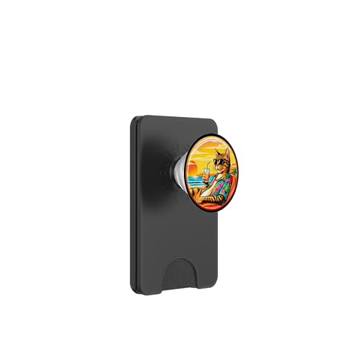 Coole Katze, Retro, Vintage, entspannend mit einem Getränk am Strand PopSockets PopWallet für MagSafe Coole Katze, Retro, Vintage, entspannend mit einem Getränk am Strand PopSockets PopWallet für MagSafe von Chillin Kitten Tropical Summer Clothing Co.