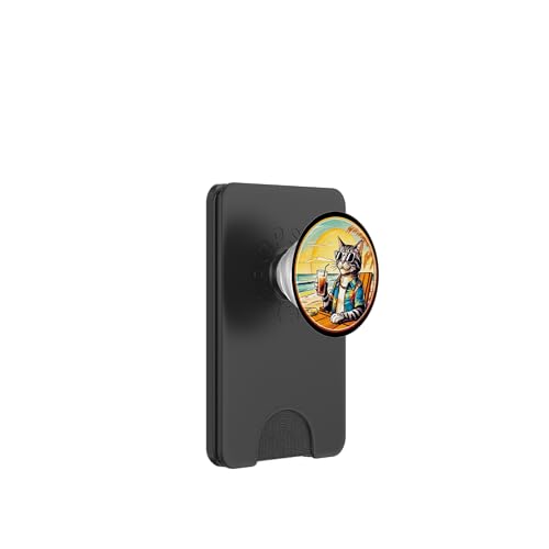 Coole Katze, Retro, Vintage, entspannend mit einem Getränk am Strand PopSockets PopWallet für MagSafe Coole Katze, Retro, Vintage, entspannend mit einem Getränk am Strand PopSockets PopWallet für MagSafe von Chillin Kitten Tropical Summer Clothing Co.