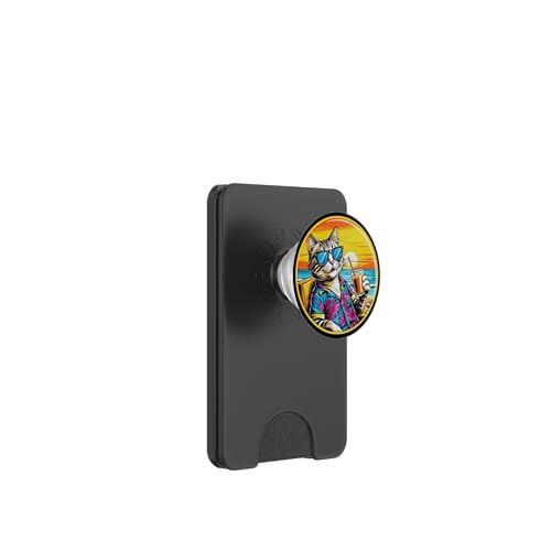 Coole Katze, Retro, Vintage, entspannend mit einem Getränk am Strand PopSockets PopWallet für MagSafe Coole Katze, Retro, Vintage, entspannend mit einem Getränk am Strand PopSockets PopWallet für MagSafe von Chillin Kitten Tropical Summer Clothing Co.