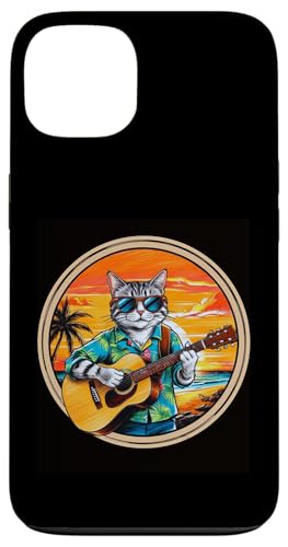 Lustige Katze spielt Gitarre am Strand Hülle für iPhone 13 von Chillin Kitten Tropical Summer Clothing Co.