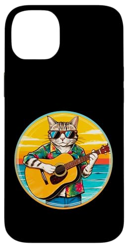 Lustige Katze spielt Gitarre am Strand Hülle für iPhone 14 Plus von Chillin Kitten Tropical Summer Clothing Co.