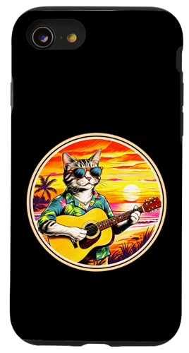Lustige Katze spielt Gitarre am Strand Hülle für iPhone SE (2020) / 7 / 8 von Chillin Kitten Tropical Summer Clothing Co.
