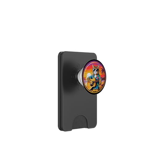 Lustige Katze spielt Gitarre am Strand PopSockets PopWallet für MagSafe Lustige Katze spielt Gitarre am Strand PopSockets PopWallet für MagSafe von Chillin Kitten Tropical Summer Clothing Co.