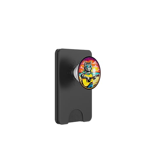 Lustige Katze spielt Gitarre am Strand PopSockets PopWallet für MagSafe Lustige Katze spielt Gitarre am Strand PopSockets PopWallet für MagSafe von Chillin Kitten Tropical Summer Clothing Co.