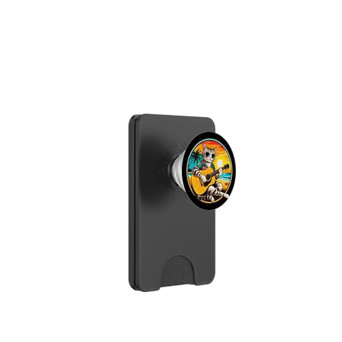 Lustige Katze spielt Gitarre am Strand PopSockets PopWallet für MagSafe Lustige Katze spielt Gitarre am Strand PopSockets PopWallet für MagSafe von Chillin Kitten Tropical Summer Clothing Co.
