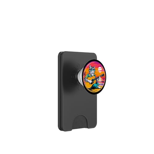 Lustige Katze spielt Gitarre am Strand PopSockets PopWallet für MagSafe Lustige Katze spielt Gitarre am Strand PopSockets PopWallet für MagSafe von Chillin Kitten Tropical Summer Clothing Co.
