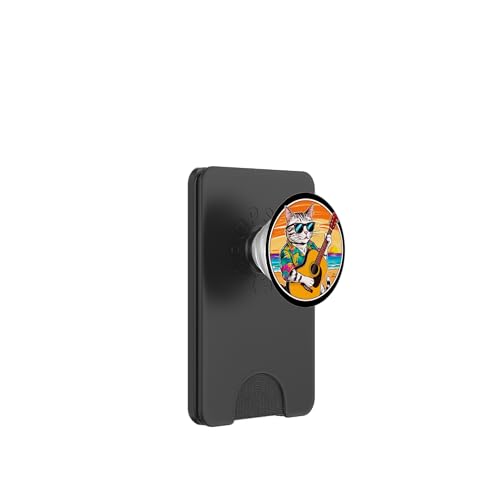 Lustige Katze spielt Gitarre am Strand PopSockets PopWallet für MagSafe Lustige Katze spielt Gitarre am Strand PopSockets PopWallet für MagSafe von Chillin Kitten Tropical Summer Clothing Co.