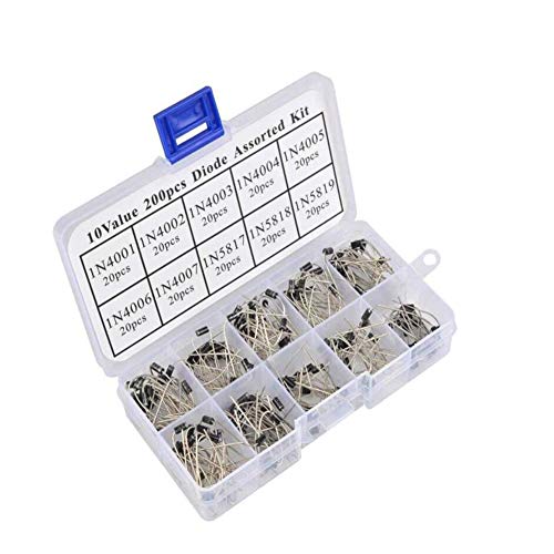 Chiloskit 10 Werte 200 Stück Gleichrichter Dioden-Sortiment Elektronisches Kit IN4001-PR-1N4007 IN5819 Chiloskit 10 Werte 200 Stück Gleichrichter Dioden-Sortiment Elektronisches Kit IN4001-PR-1N4007 IN5819 von Chiloskit