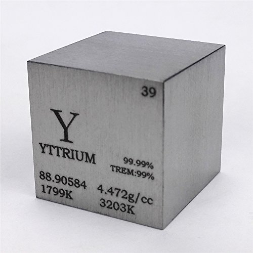 Rechteckiger Periodensystem-Würfel, 25,4 mm, lackiertes Yttrium-Metall, 99,99 %, 73 g von Chinaium