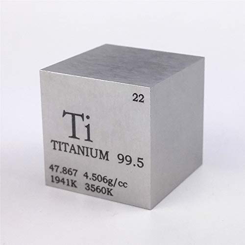 Würfel aus 99,5 % Titan, 25,4 mm, 73 g, Gravur mit Informationen aus dem Periodensystem der Elemente (englischsprachig) von Chinaium