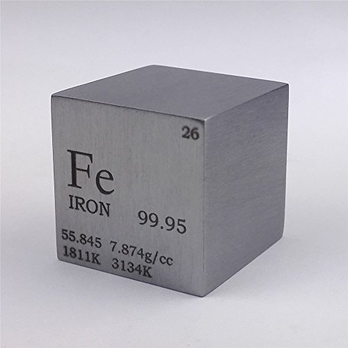 Würfel aus reinem Eisen, 25,4 mm, 128 g, 99,95 % graviertes Periodensystem von Chinaium