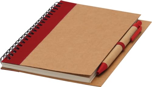 Chinchilla® Recyceltes Notizringbuch Rot A5 mit Schwarzschreibendem Kugelschreiber | Umweltfreundliches Schreibset | 70 Blätter, Spiralbindung - Ideal für Business, Konferenzen von Chinchilla