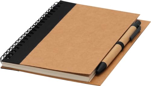 Chinchilla® Recyceltes Notizringbuch Schwarz A5 mit Schwarzschreibendem Kugelschreiber | Umweltfreundliches Schreibset | 70 Blätter, Spiralbindung - Ideal für Business, Konferenzen von Chinchilla