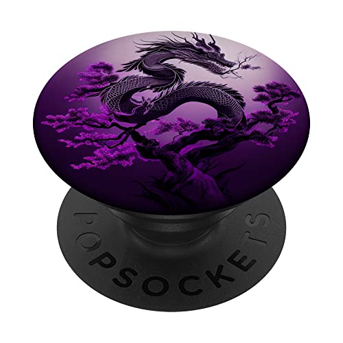 Violetter Drache auf mystischem Hintergrund PopSockets mit austauschbarem PopGrip von Chinese Dragon theme