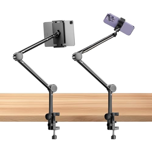 Chingcoo Tablet Halterung Bett, Ipad Halterung,Tablet-Ständer für Bett Halterung 360 Grad Drehbarer mit Stabilem Aluminiumarm für iPad, Tablets, Telefone oder Andere Geräte mit 4,5 bis 13 Zoll von Chingcoo