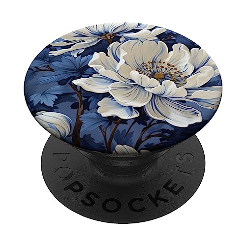 Chinoiserie Floral Toile Blau und Weiß PopSockets mit austauschbarem PopGrip von Chinoiserie Floral Toile Blue and White