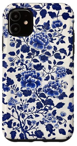 Blaue Chinoiserie Blumenmuster Vintage Floral Hülle für iPhone 11 von Chinoiserie Flower Pattern Gifts