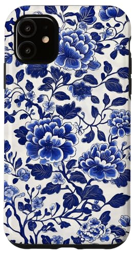 Blaue Chinoiserie Blumenmuster Vintage Floral Hülle für iPhone 11 von Chinoiserie Flower Pattern Gifts