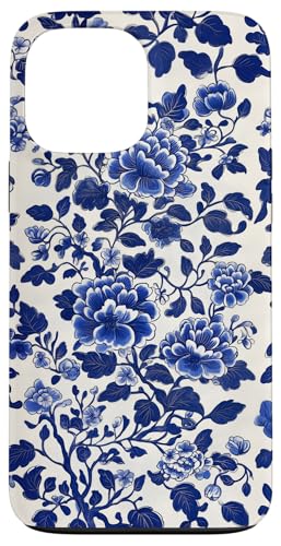 Blaue Chinoiserie Blumenmuster Vintage Floral Hülle für iPhone 13 Pro Max von Chinoiserie Flower Pattern Gifts