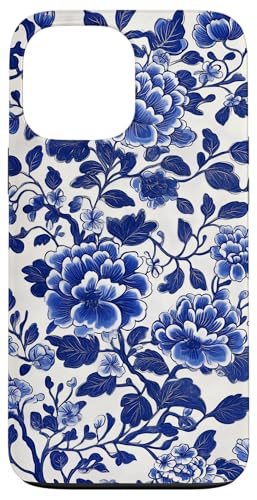 Blaue Chinoiserie Blumenmuster Vintage Floral Hülle für iPhone 13 Pro Max von Chinoiserie Flower Pattern Gifts
