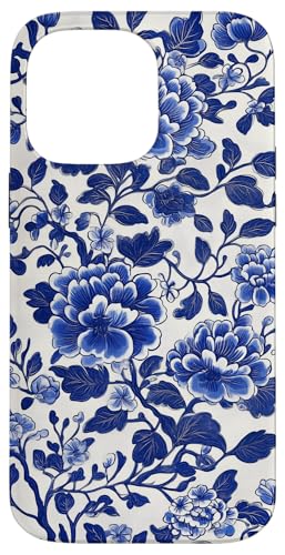 Blaue Chinoiserie Blumenmuster Vintage Floral Hülle für iPhone 14 Pro Max von Chinoiserie Flower Pattern Gifts
