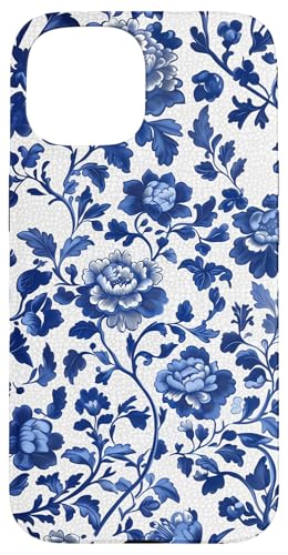 Blaue Chinoiserie Blumenmuster Vintage Floral Hülle für iPhone 15 von Chinoiserie Flower Pattern Gifts